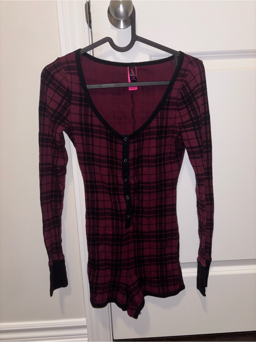 Plaid Long-Sleeve PJ Romper